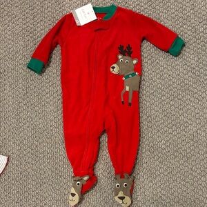 Carter's Red Reindeer Footed One Piece